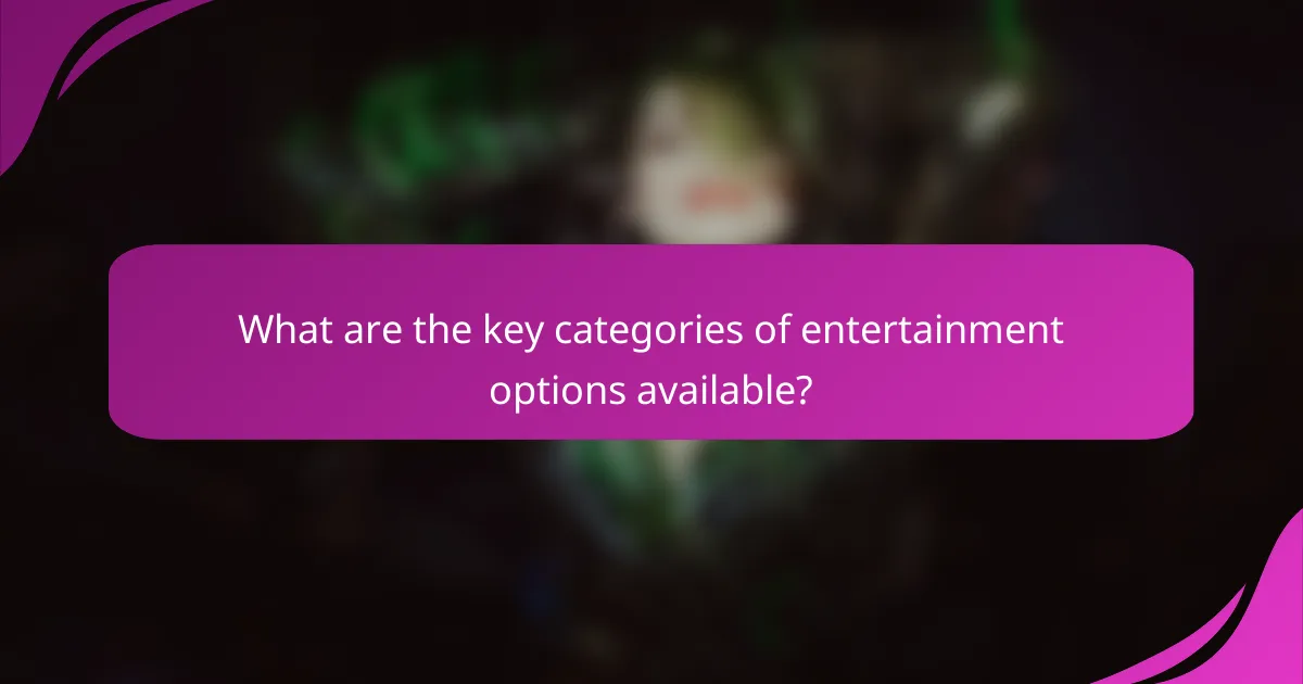 What are the key categories of entertainment options available?