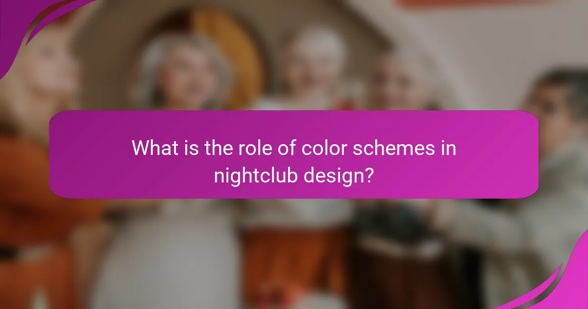 What is the role of color schemes in nightclub design?